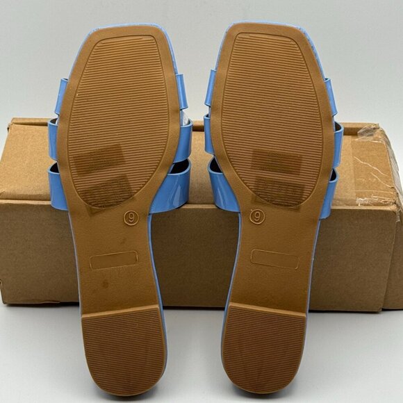 Journee Arrina Slip-On Woven Strappy Sandals Flats Slides Slip On Blue Size 9 - Picture 6 of 9